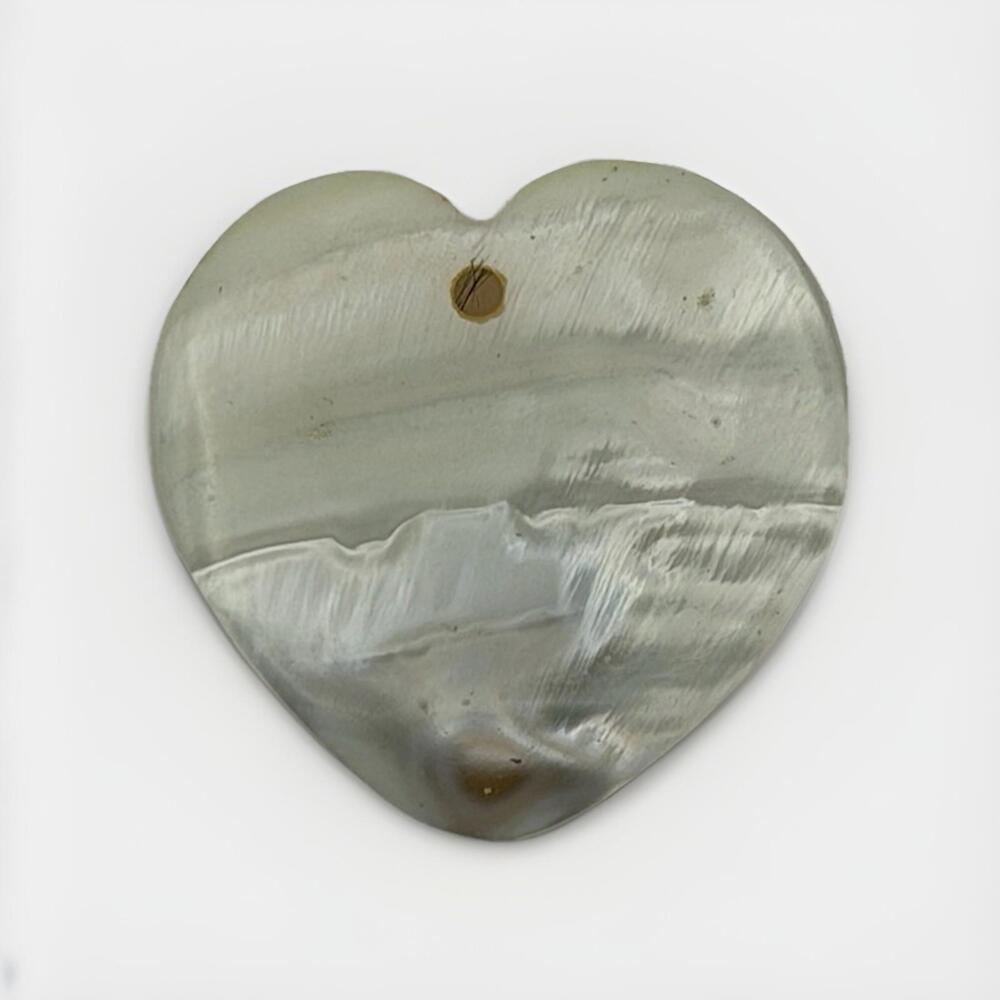 Handmade Heart Pendant Pressed Flower Resin Mother of Pearl Shell 2” Charm